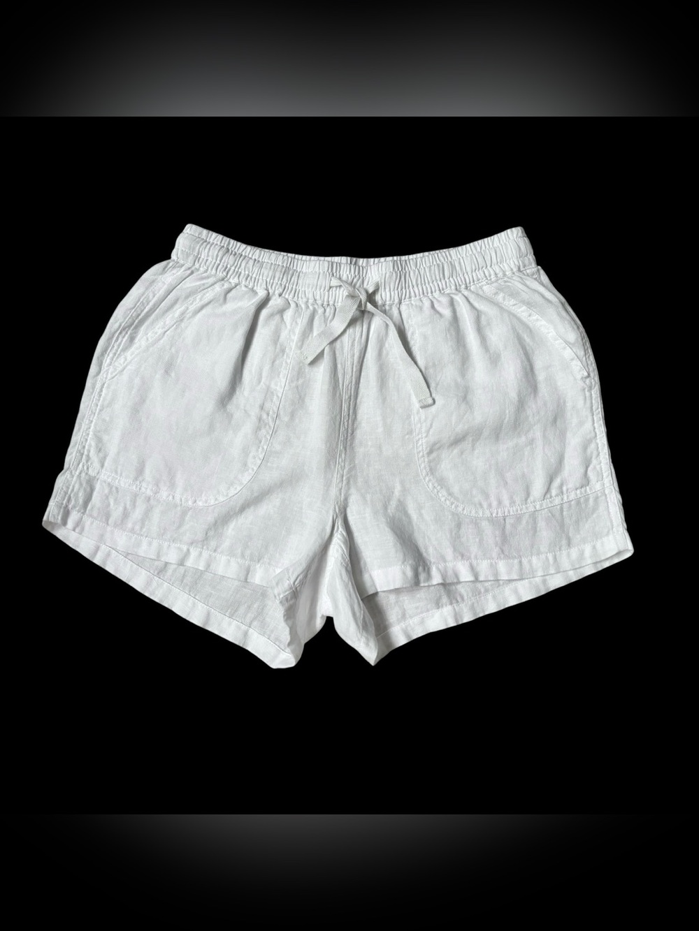 QUINCE White 100% European Flax Linen Pull-On Drawstring Shorts Size Small EUC